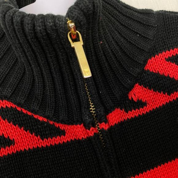 Chaps Sweater Womens Medium Fair Isle Snowflake Red Black Southwestern 90s Vtg - Picture 7 of 10